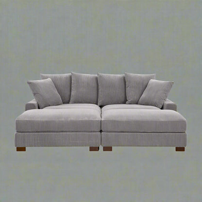 4-Piece Corduroy Sectional Sofa in Dark Gray with Reversible Chaise

Light Gray Corduroy Sectional Sofa – Compact Modern Design

Corner Sectional Sofa with Plush Ribbed Upholstery

Modern 4-Piece Sofa Set with Reversible Layout Options

Living Room Sofa Set – Medium Firm Corduroy Upholstery