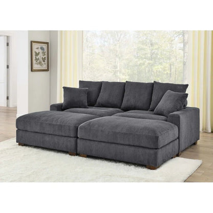 4-Piece Corduroy Sectional Sofa in Dark Gray with Reversible Chaise

Light Gray Corduroy Sectional Sofa – Compact Modern Design

Corner Sectional Sofa with Plush Ribbed Upholstery

Modern 4-Piece Sofa Set with Reversible Layout Options

Living Room Sofa Set – Medium Firm Corduroy Upholstery