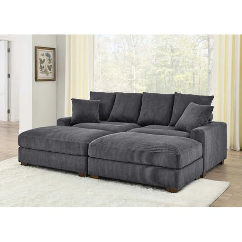 4-Piece Corduroy Sectional Sofa in Dark Gray with Reversible Chaise

Light Gray Corduroy Sectional Sofa – Compact Modern Design

Corner Sectional Sofa with Plush Ribbed Upholstery

Modern 4-Piece Sofa Set with Reversible Layout Options

Living Room Sofa Set – Medium Firm Corduroy Upholstery