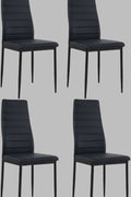 4 Black Faux Leather Dining Chairs – Front View