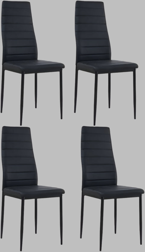 4 Black Faux Leather Dining Chairs – Front View