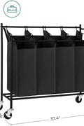 New 4 - Section Rolling Laundry Cart Hamper – Heavy - Duty Sorter with Wheels & Removable Bags RLS90H - with | Sold by Uncle Wiener's Wholesale