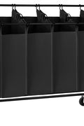 New 4 - Section Rolling Laundry Cart Hamper – Heavy - Duty Sorter with Wheels & Removable Bags RLS90H - with | Sold by Uncle Wiener's Wholesale