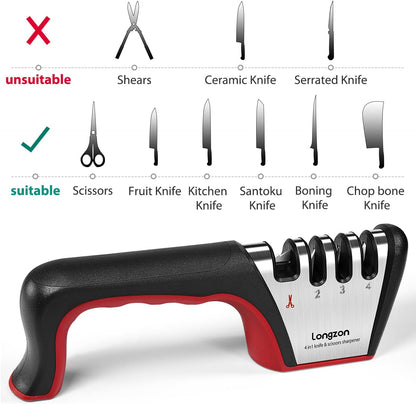 New 4 - Stage Knife Sharpener Tool – Professional Kitchen Blade Sharpener for Straight & Serrated Knives 2420187 - with | Sold by Uncle Wiener's Wholesale