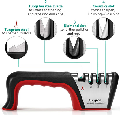 New 4 - Stage Knife Sharpener Tool – Professional Kitchen Blade Sharpener for Straight & Serrated Knives 2420187 - with | Sold by Uncle Wiener's Wholesale