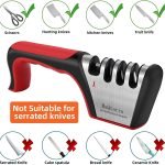 4-Stage Manual Knife Sharpener Tool for Kitchen – Compatible with Straight and Serrated Blades