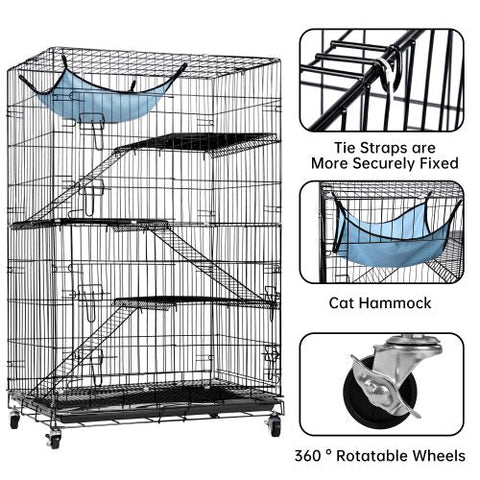 4-Tier Indoor Cat Cage Playpen with Hammock – Full View

Metal Cat Enclosure with Platforms and Ladders – Side View

Spacious Cat Kennel Enclosure – Door Open

Indoor Metal Cat Playpen for Multiple Cats – Foldable Frame

Large Cat Cage with Accessories – Setup View