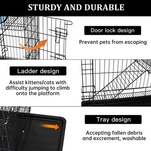 4-Tier Indoor Cat Cage Playpen with Hammock – Full View

Metal Cat Enclosure with Platforms and Ladders – Side View

Spacious Cat Kennel Enclosure – Door Open

Indoor Metal Cat Playpen for Multiple Cats – Foldable Frame

Large Cat Cage with Accessories – Setup View