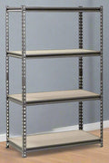 4-tier black boltless metal shelving rack with adjustable shelves – heavy-duty storage unit