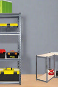 4-tier black boltless metal shelving rack with adjustable shelves – heavy-duty storage unit