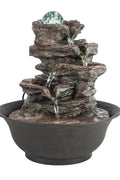 New 4 - Tier Cascading Rock Water Fountain – Tabletop Indoor Zen Decor with LED Light CA190508 - with | Sold by Uncle Wiener's Wholesale