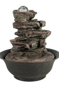 New 4 - Tier Cascading Rock Water Fountain – Tabletop Indoor Zen Decor with LED Light CA190508 - with | Sold by Uncle Wiener's Wholesale