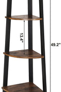 "4-tier industrial corner ladder shelf with fan-shaped wood shelves and black steel frame – Model CS04"