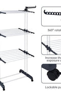 4-Tier Stainless Steel Drying Rack – Full View

Foldable Clothes Drying Rack with Caster Wheels

Drying Rack Collapsed for Storage

Clothes Hanging on Multi-Tier Drying Rack

Side View of Portable Laundry Drying Rack in Use