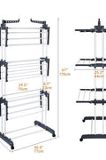 4-Tier Stainless Steel Drying Rack – Full View

Foldable Clothes Drying Rack with Caster Wheels

Drying Rack Collapsed for Storage

Clothes Hanging on Multi-Tier Drying Rack

Side View of Portable Laundry Drying Rack in Use