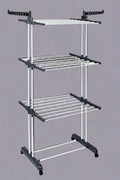 4-Tier Stainless Steel Drying Rack – Full View

Foldable Clothes Drying Rack with Caster Wheels

Drying Rack Collapsed for Storage

Clothes Hanging on Multi-Tier Drying Rack

Side View of Portable Laundry Drying Rack in Use