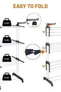 4-Tier Stainless Steel Drying Rack – Full View

Foldable Clothes Drying Rack with Caster Wheels

Drying Rack Collapsed for Storage

Clothes Hanging on Multi-Tier Drying Rack

Side View of Portable Laundry Drying Rack in Use