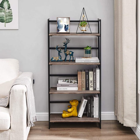 New 4 - Tier Industrial Folding Bookshelf ��� Space - Saving Metal Book Shelf for Home & Office Storage 427911 - with | Sold by Uncle Wiener's Who