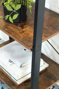 "Rustic 4-tier ladder bookshelf with wood shelves and double cabinet storage – Model LS04"