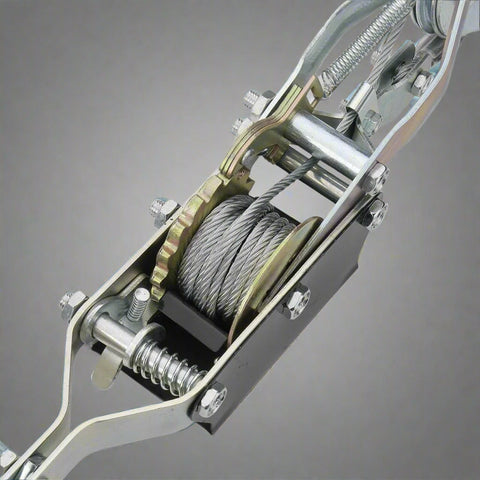 4 Ton Hand Puller Winch with Dual Ratcheting Cable
Heavy-Duty Come-Along Cable Block Tool Hook Closeup
Manual Cable Puller Tool with Steel Handle – 8000 lbs Capacity