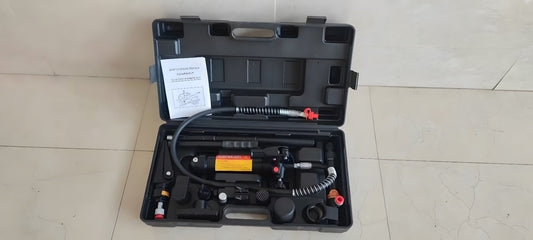 4 Ton Hydraulic Porta Power Kit with attachments and carry case
Auto body frame straightener tool set for car and truck repairs
Heavy-duty hydraulic lift and push tools for garage frame alignment