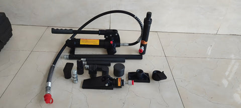 4 Ton Hydraulic Porta Power Kit with attachments and carry case
Auto body frame straightener tool set for car and truck repairs
Heavy-duty hydraulic lift and push tools for garage frame alignment