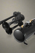 4-Trumpet Train Horn Kit with 12V Compressor

Loud Air Horn Set for Trucks and Buses

Compressor Included with Train Horn

Metal Air Horn with Chrome Finish

Air Horn Kit Packaging and Parts Overview