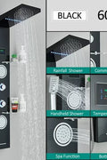 New 4 - Way Stainless Steel LED Jet Rainfall Massage Shower – Luxury Bathroom Shower Head - with Black Finish Stainless Steel Jet Rainfall Massage Shower | Sold by Uncle Wiener's Wholesale