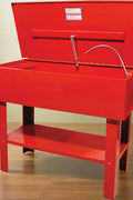 20-gallon red parts washer for garage or automotive cleaning, closed lid