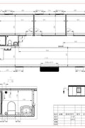 Blueprint sketch showing 3D model of folding container home