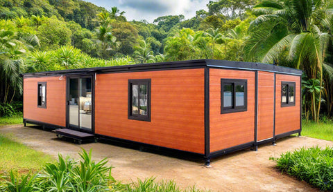 Exterior view of 40ft mobile folding prefab house

Interior layout of 3 bedroom modular container home

Compact modern prefab kitchen in container home

Deployment of foldable prefab house with off-grid setup