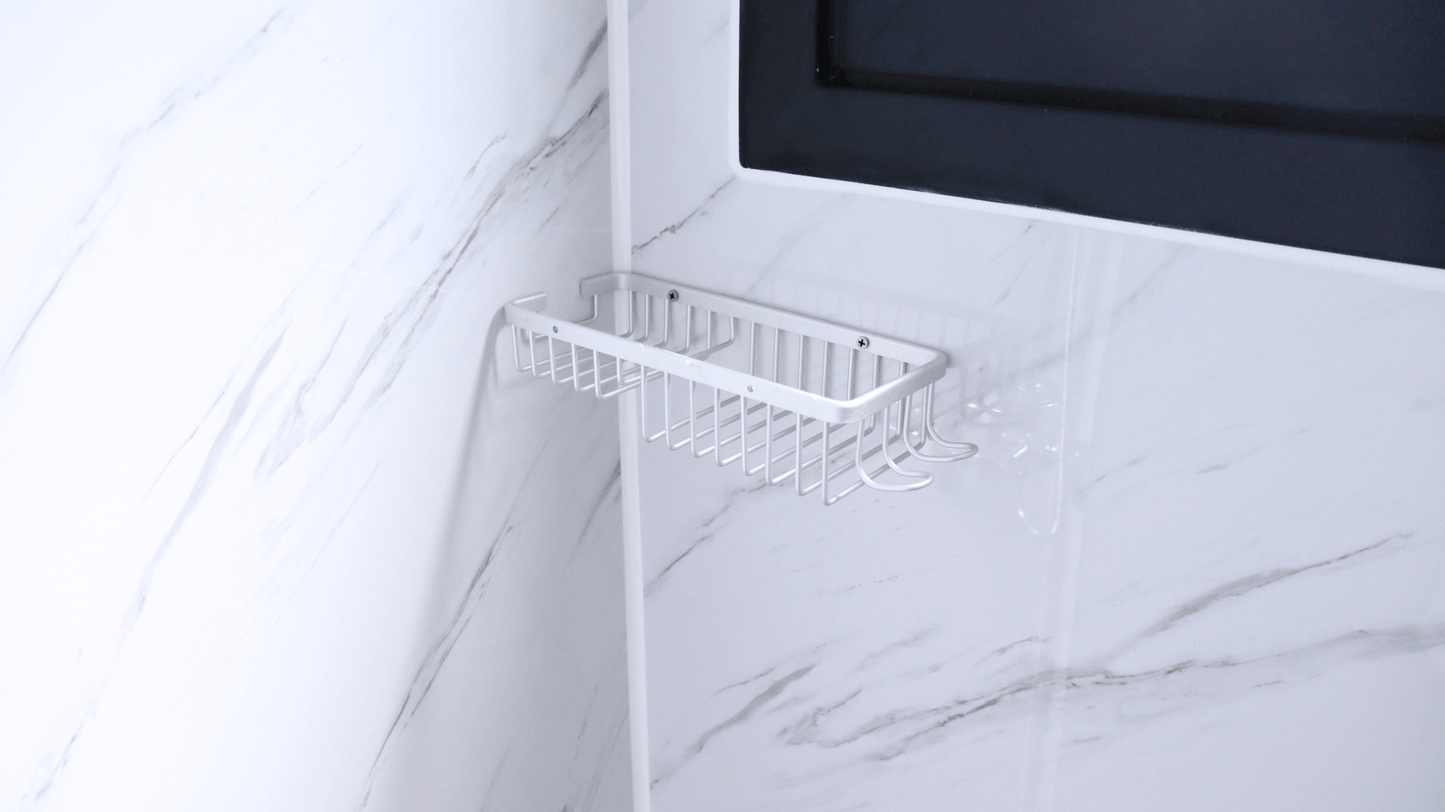 Compact bathroom sink with modern fixture and window