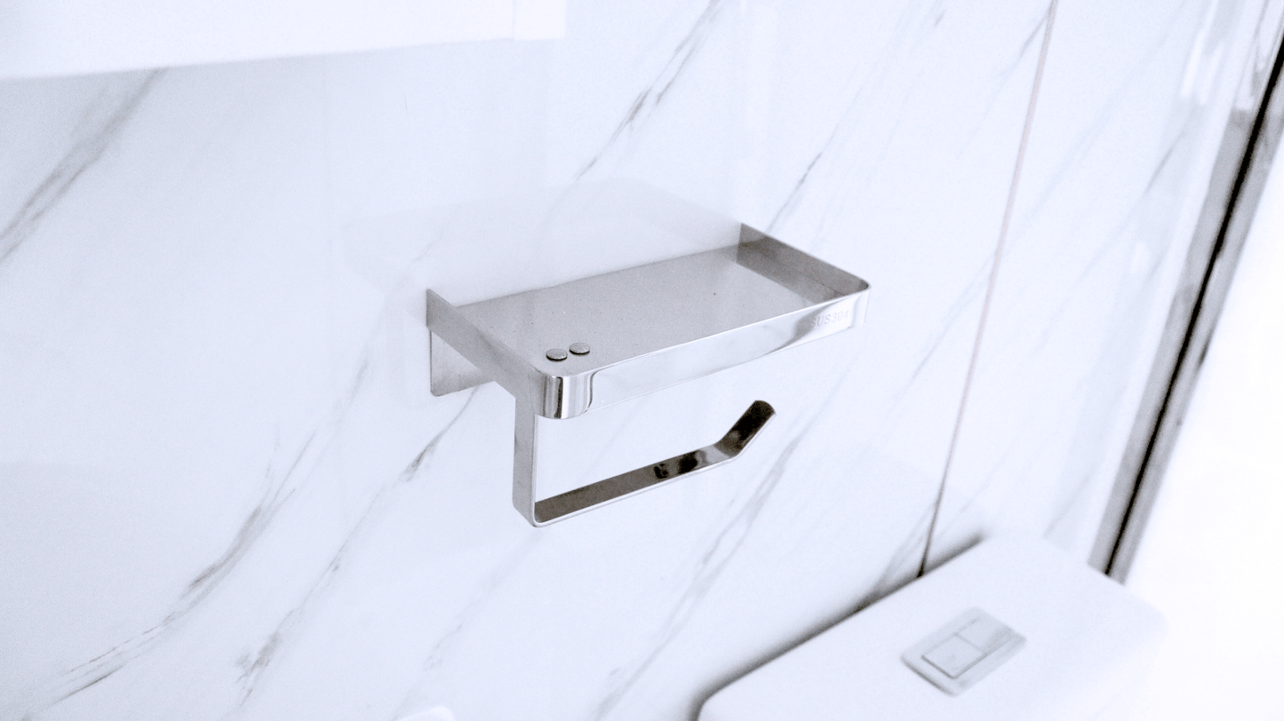Bathroom view with mounted vanity and under-sink cabinet