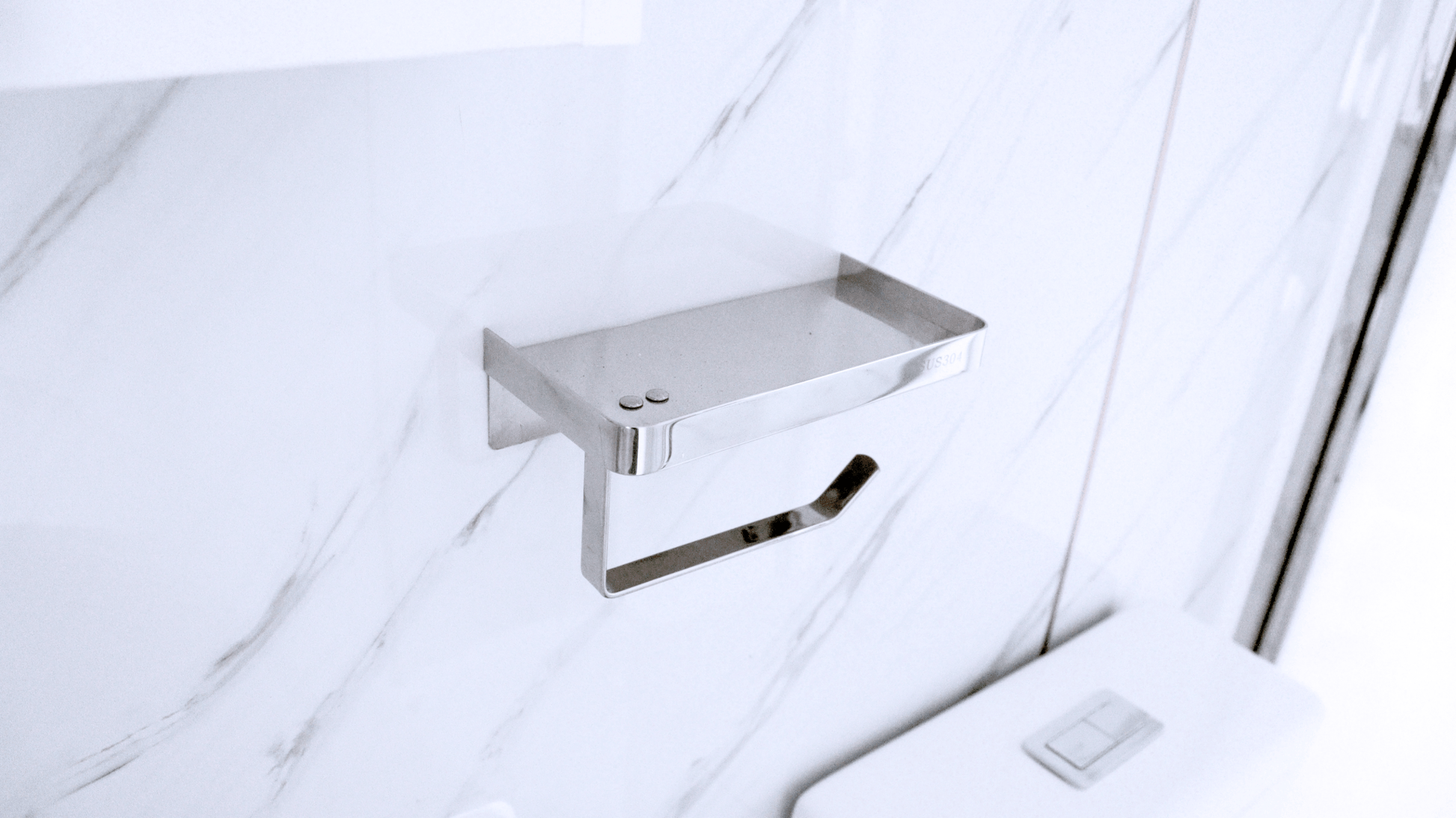 Bathroom view with mounted vanity and under-sink cabinet