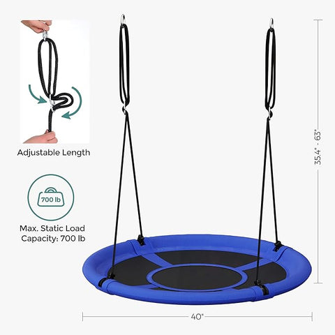 New 40 Inch Saucer Tree Swing for Kids – 700 lb Capacity with Hanging Kit, Blue & Black – M18A002 - with | Sold by Uncle Wiener's Wholesale