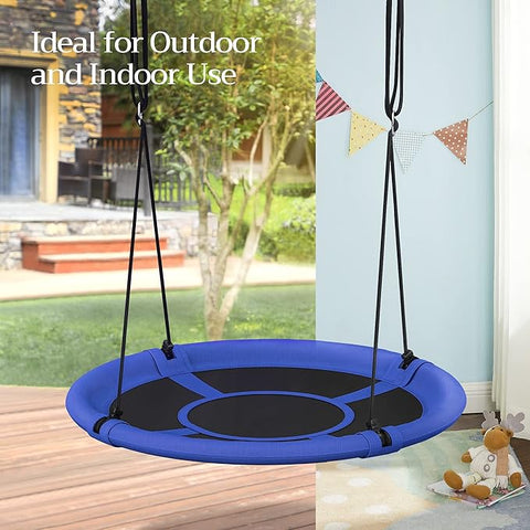 New 40 Inch Saucer Tree Swing for Kids – 700 lb Capacity with Hanging Kit, Blue & Black – M18A002 - with | Sold by Uncle Wiener's Wholesale