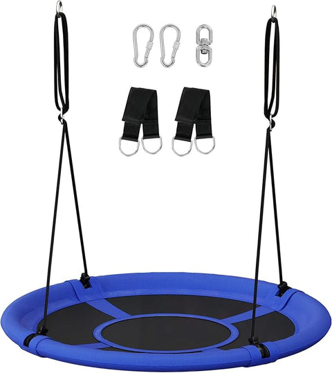 New 40 Inch Saucer Tree Swing for Kids – 700 lb Capacity with Hanging Kit, Blue & Black – M18A002 - with | Sold by Uncle Wiener's Wholesale