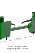Quick Tach Adapter for John Deere to Skid Steer – 4000 lb
Heavy-duty conversion adapter bracket in green finish
Side view of steel JD quick attach adapter plate
Universal skid steer quick attach converter for tractors 
4000 lb skid steer adapter bracket for JD loaders