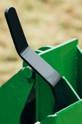 Quick Tach Adapter for John Deere to Skid Steer – 4000 lb
Heavy-duty conversion adapter bracket in green finish
Side view of steel JD quick attach adapter plate
Universal skid steer quick attach converter for tractors 
4000 lb skid steer adapter bracket for JD loaders