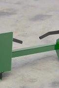 Quick Tach Adapter for John Deere to Skid Steer – 4000 lb
Heavy-duty conversion adapter bracket in green finish
Side view of steel JD quick attach adapter plate
Universal skid steer quick attach converter for tractors 
4000 lb skid steer adapter bracket for JD loaders
