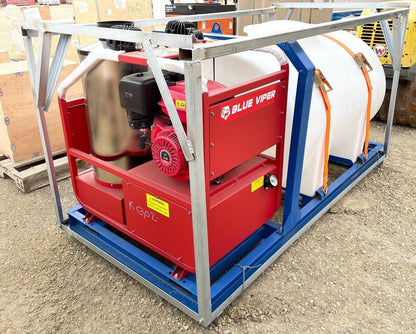 4000 PSI industrial hot water pressure washer with LED lights
Red commercial diesel pressure washer with 300-gallon tank
Heavy-duty power washer for construction and fleet cleaning
Hot water washer with recoil and electric start engine
Mobile pressure washer unit with dual LED work lights