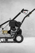 4000 PSI Pressure Washer – Full Unit Front View

Surface Cleaner Attachment with Power Washer

Water Broom Accessory for Pressure Washer

Pressure Washer with Wand and Gas Engine

Side View of Multi-Use Commercial Pressure Washer