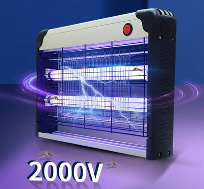 40W Electronic Bug Zapper – Front View

UV Insect Killer for Indoor and Outdoor Use

Bug Zapper Mounted on Wall in Home

Commercial Fly Trap with UV Light

High-Voltage Electric Grid Close-Up

Bug Zapper in Kitchen Environment

Removable Tray for Easy Cleaning