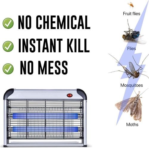 40W Electronic Bug Zapper – Front View

UV Insect Killer for Indoor and Outdoor Use

Bug Zapper Mounted on Wall in Home

Commercial Fly Trap with UV Light

High-Voltage Electric Grid Close-Up

Bug Zapper in Kitchen Environment

Removable Tray for Easy Cleaning