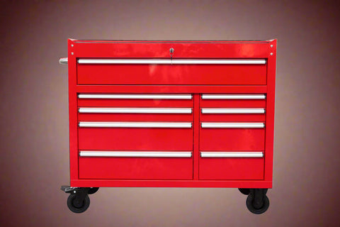 42" 9 - Drawer Rolling Tool Bench – Heavy - Duty Garage Cabinet - with Olive Green