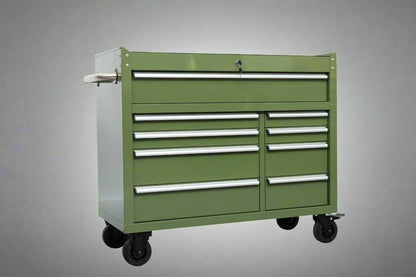 42" 9 - Drawer Rolling Tool Bench – Heavy - Duty Garage Cabinet - with Orange