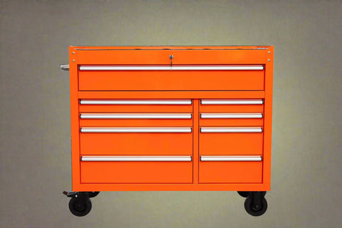 42" 9 - Drawer Rolling Tool Bench – Heavy - Duty Garage Cabinet - with Emerald JD Green