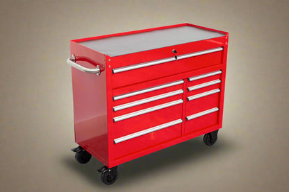 42" 9 - Drawer Rolling Tool Bench – Heavy - Duty Garage Cabinet - with Olive Green