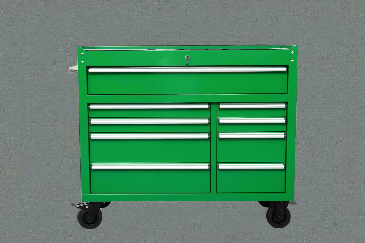 42" 9 - Drawer Rolling Tool Bench – Heavy - Duty Garage Cabinet - with Black
