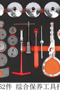 Front view of 421-piece mechanic tool cabinet with drawers

Drawer open showing organized socket tray

Tool tray with wrenches and pliers inside cabinet

Rolling steel tool cabinet with side handle

Heavy-duty mechanic tool trolley with casters